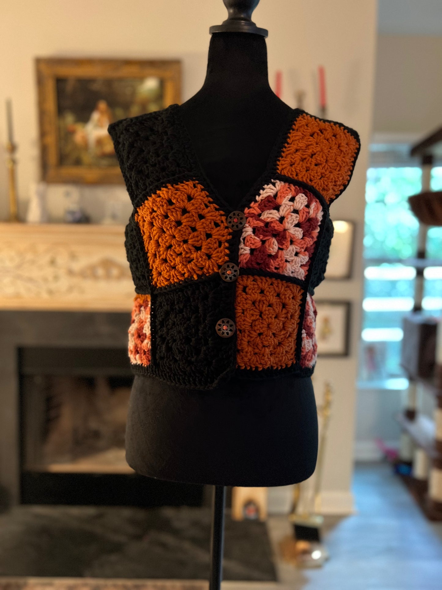 Halloween Granny Square Vest