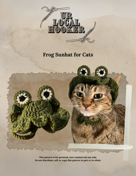 Frog Sunhat for Cats - PDF Digital Pattern