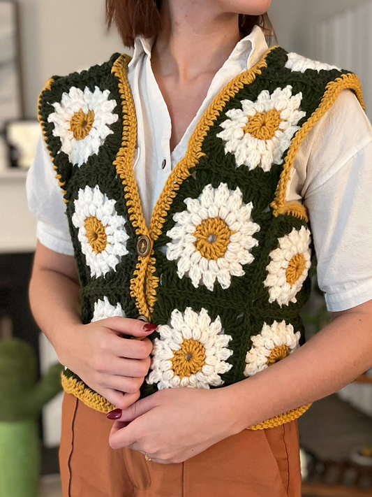 Lazy Daisy Granny Square Vest