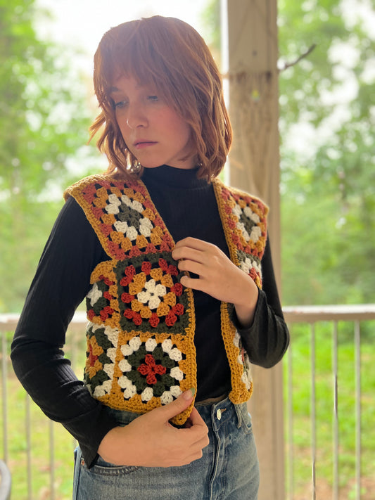 70s Style Granny Square Vest